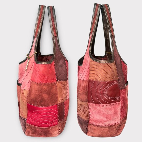 Coach Ergo Pieced Large Bag 11310 Pink Suede Limited Edition Patchwork Hobo +Tag - Picture 5 of 8